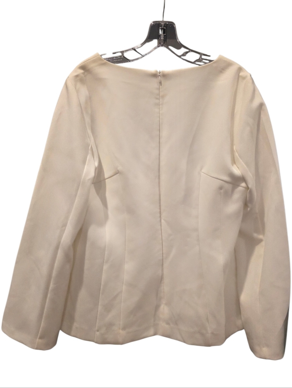 Trina Turk Legendary Winter White Crepe Split Sleeve Top Size 10 - Picture 3 of 11